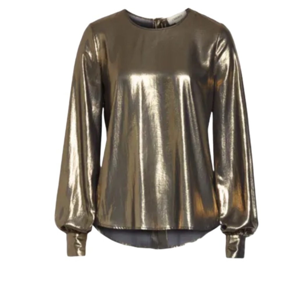 L'AGENCE gold metallic long sleeve top